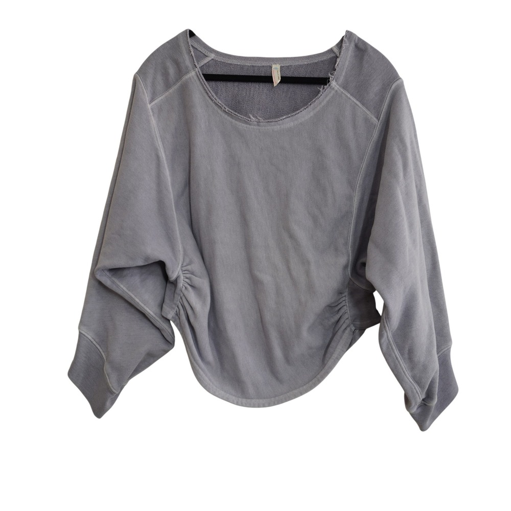 FP Movement Size Small Purple Grey Sweatshirt Ruched Side Cropped Oversized